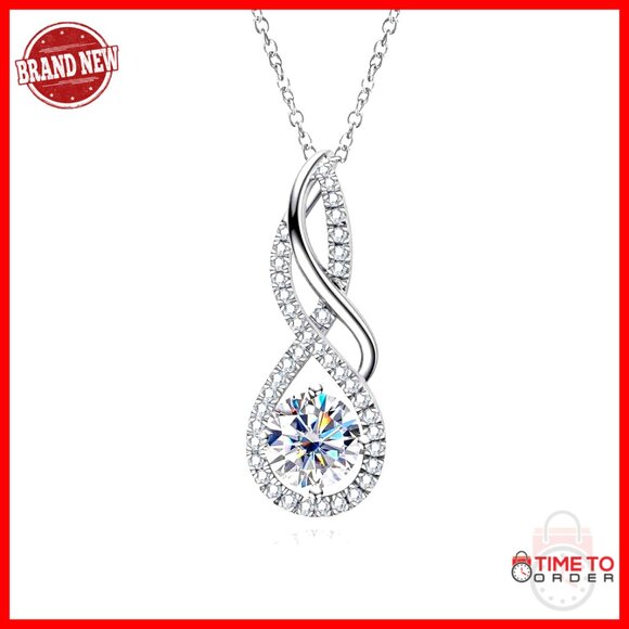 Moissanite Infinity Pendant Necklace 2CT D Color 925 Sterling Silver 45cm